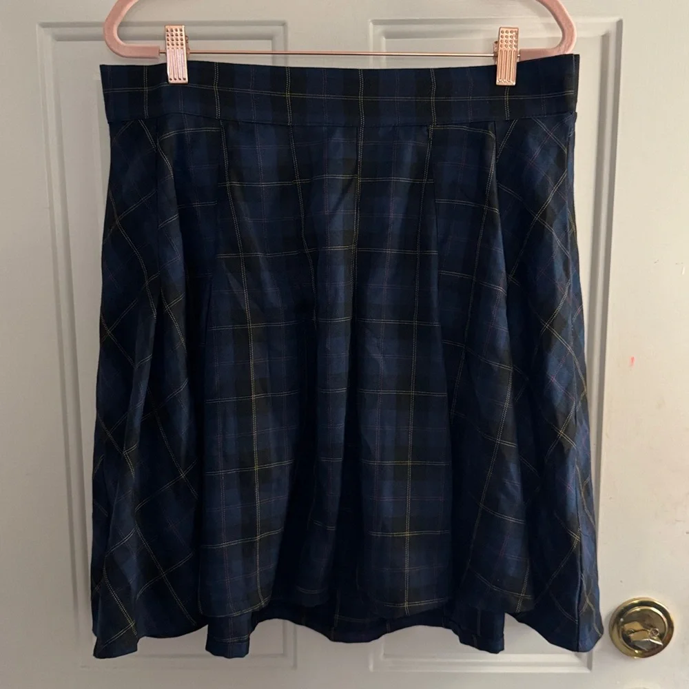 Torrid Navy and Yellow Plaid Skirt - Picture 1 of 7